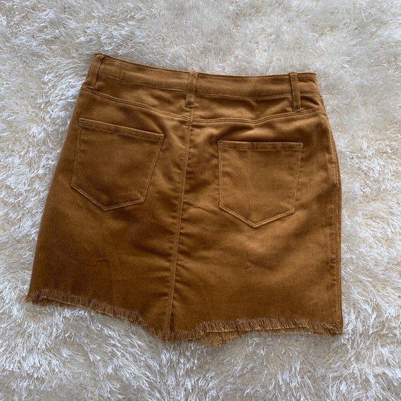 Raw Hem Corduroy Mini Skirt, Camel/Tan - Picture 4 of 4